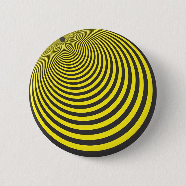 Yellow and black sphere illusion 6 cm round badge (Front)