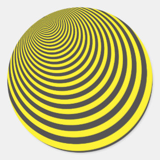 Yellow and black sphere illusion classic round sticker