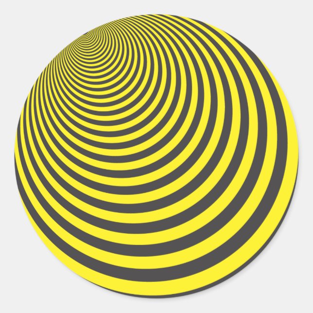 Yellow and black sphere illusion classic round sticker (Front)