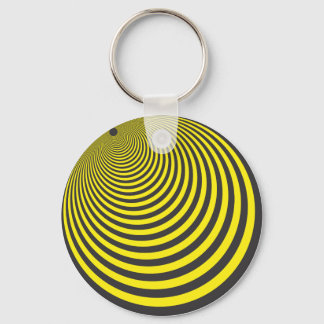 Yellow and black sphere illusion key ring