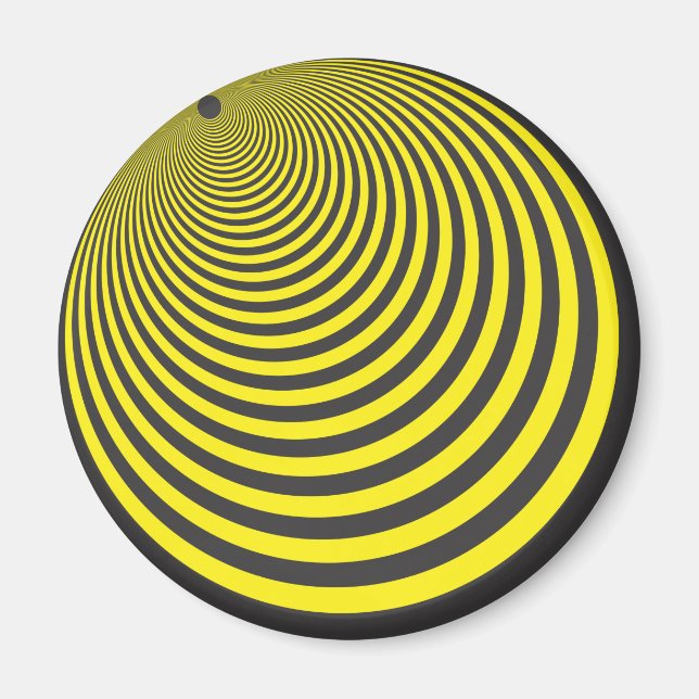 Yellow and black sphere illusion magnet (Front)