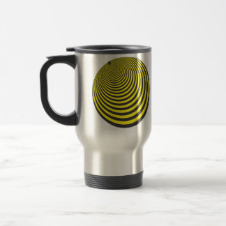 Yellow and black sphere illusion travel mug