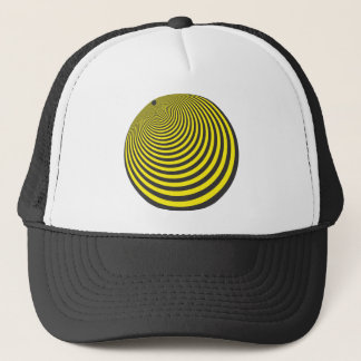 Yellow and black sphere illusion trucker hat
