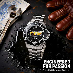 Yellow and black sports car watch