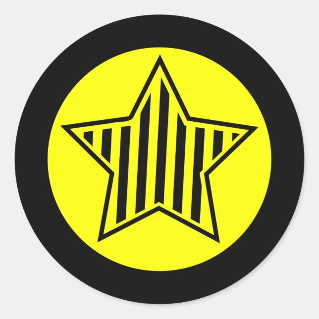 Yellow and Black Star Round Sticker (Front)