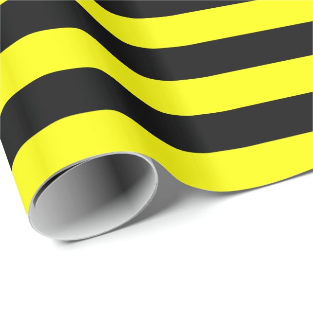 Yellow and Black Stripe Wrapping Paper (Roll Corner)