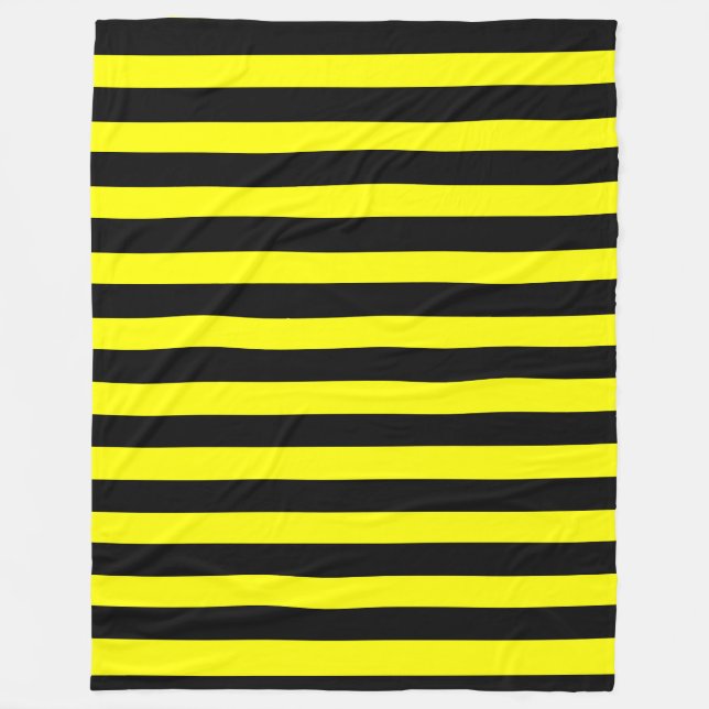 Yellow and Black Striped CUSTOMIZABLE Fleece Blanket (Front)