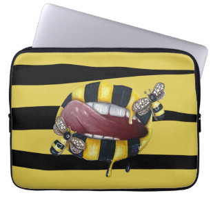 Yellow and black striped laptop sleeve