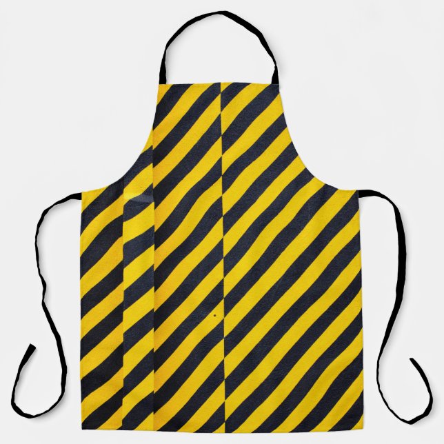 Yellow and black striped textile apron (Front)