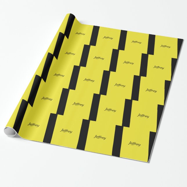Yellow and Black Striped Wrapping Paper Customise (Unrolled)