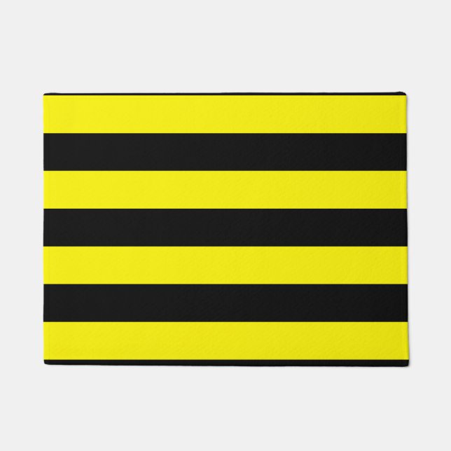 Yellow and Black Stripes Doormat (Front)