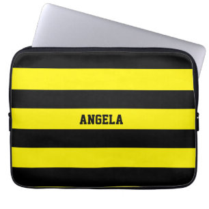 yellow and black stripes laptop sleeve