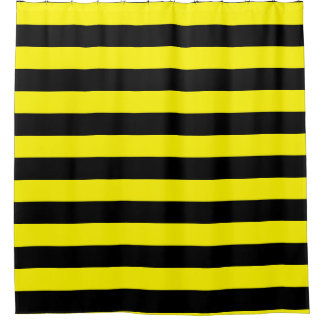 Yellow and Black Stripes Shower Curtain