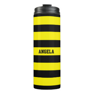 yellow and black stripes thermal tumbler