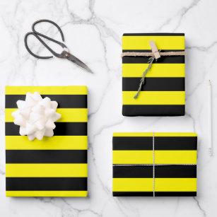 Yellow and Black Stripes Wrapping Paper Sheet