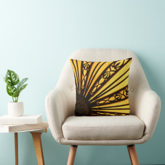 Yellow and Black Sunburst Cushion