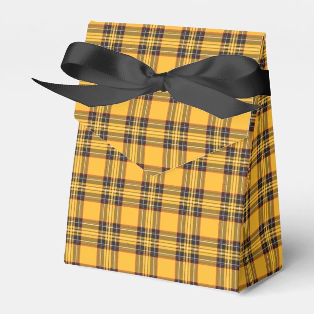 Yellow and Black Tartan Plaid Tent Favour Box (Front Side)
