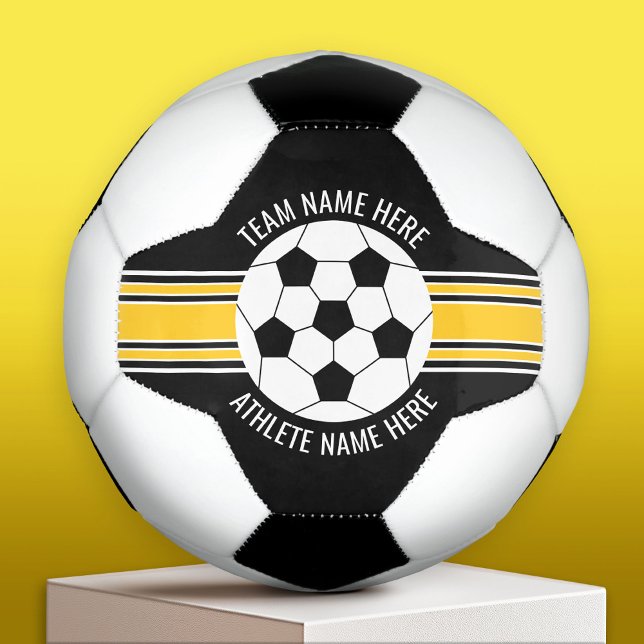 Yellow and Black Team Colours Custom Name Football (Custom Soccer Ball)