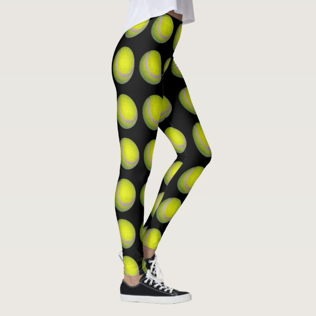 Yellow And Black Tennis Ball Pattern, Leggings (Right)