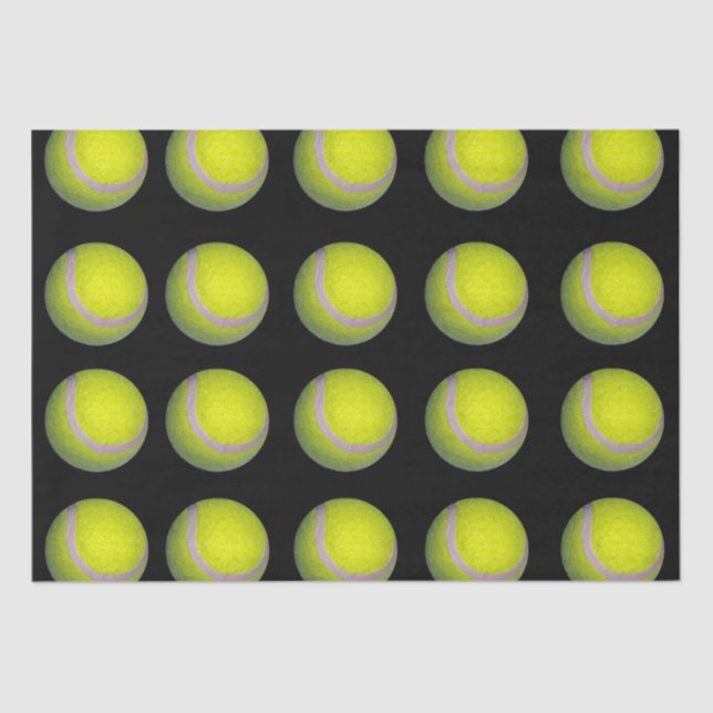 Yellow And Black Tennis Ball Pattern, Tissue Paper (Front)