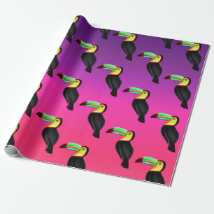 Yellow and Black Toucan bird pattern Wrapping Paper