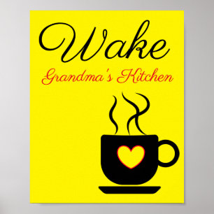 Yellow and Black Wake Sign for Kitchen