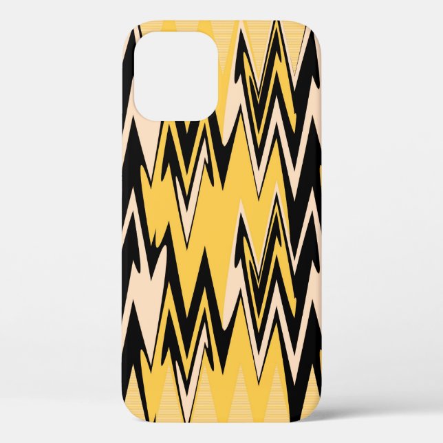 Yellow and Black Zigzag Abstract Chevron Case-Mate iPhone Case (Back)
