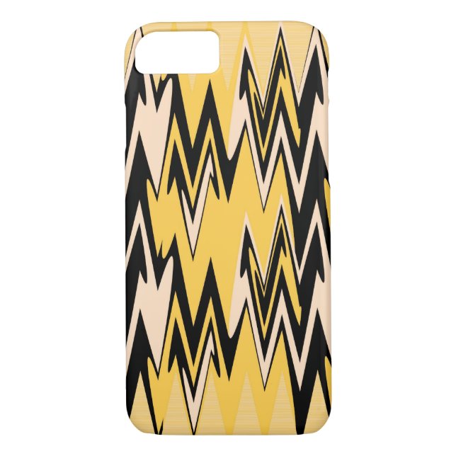 Yellow and Black Zigzag Abstract Chevron Case-Mate iPhone Case (Back)