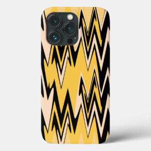 Yellow and Black Zigzag Chevron Pattern iPhone 13 Pro Case