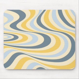 Yellow and blue abstract swirl design mouse mat