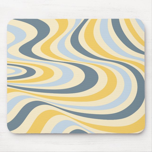 Yellow and blue abstract swirl design mouse mat (Front)