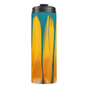 Yellow and blue apparel thermal tumbler