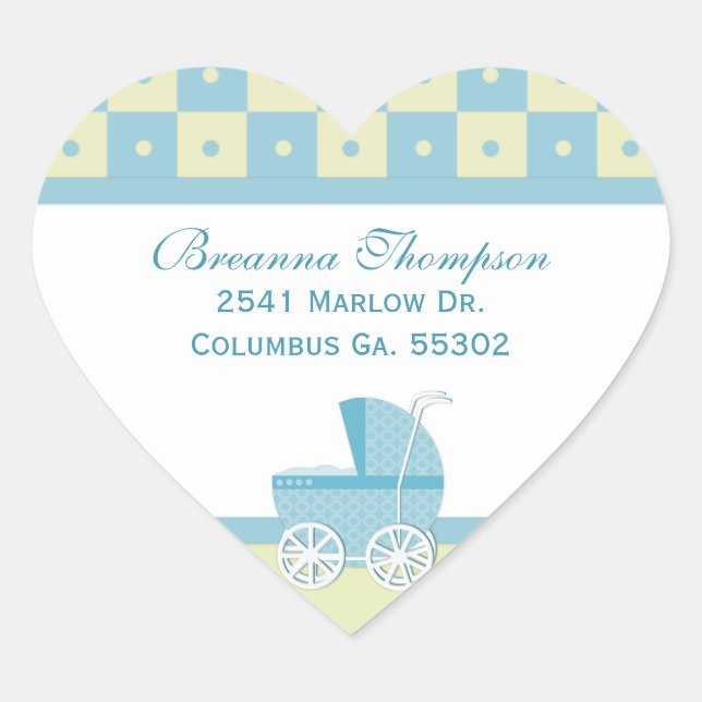 Yellow and Blue Baby Carriage Address Stickers (Front)