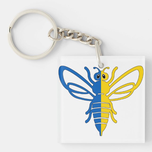 Yellow and blue bee key ring (Front)