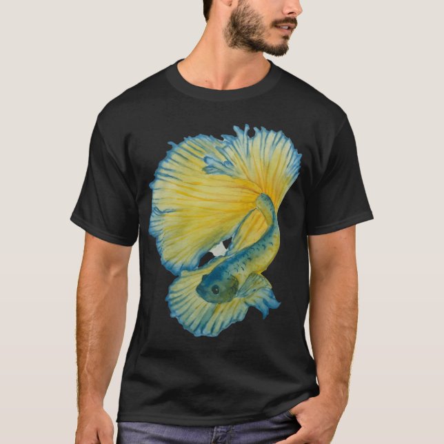 Yellow and Blue Betta fish T-Shirt (Front)