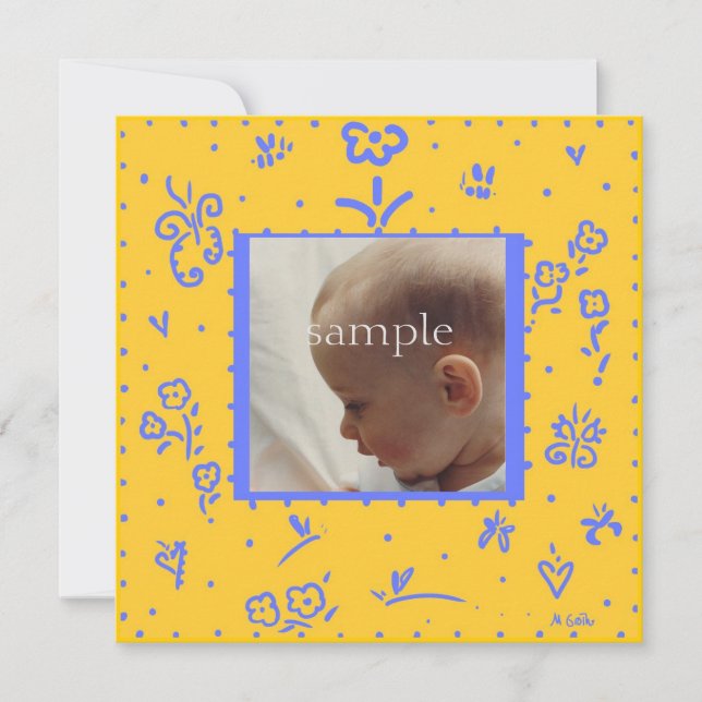 Yellow and Blue Birth Announcement (Front)