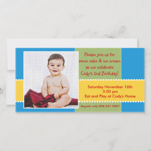 Yellow and Blue Birthday Boy Photo Card