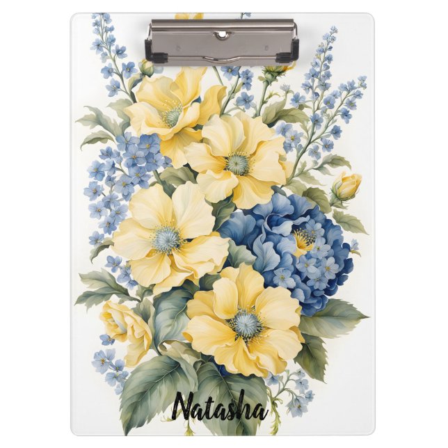 Yellow and Blue Bouquet Clipboard (Front)