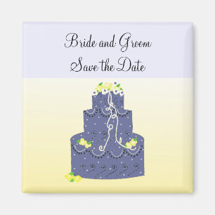Yellow and Blue Cake Save the Date Magnet