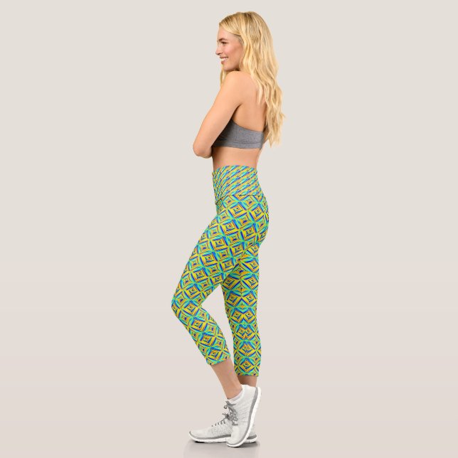 Yellow and Blue Capri Leggings (Left)