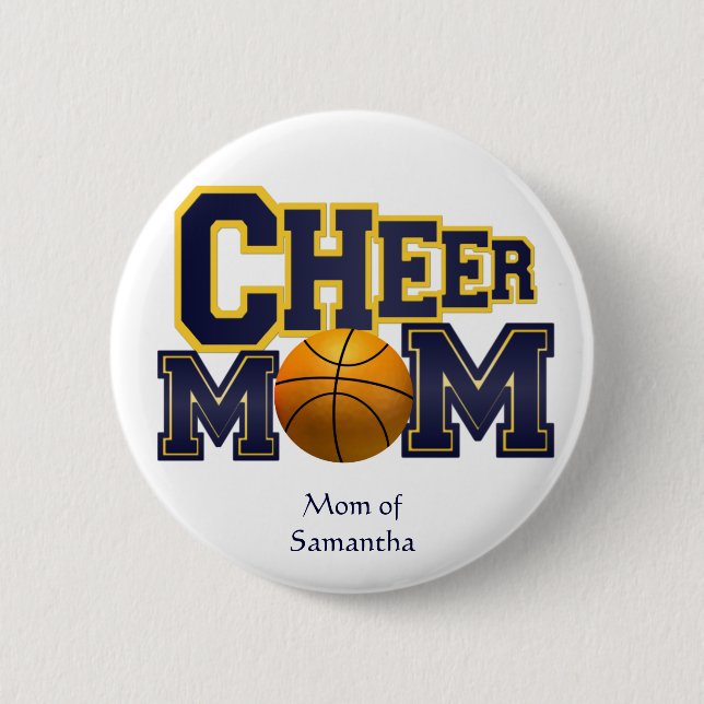 Yellow and Blue Cheerleader Mum Button (Front)