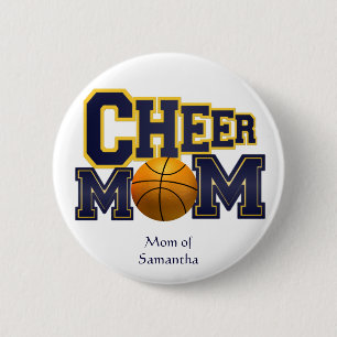 Yellow and Blue Cheerleader Mum Button
