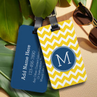Yellow and Blue Chevron Pattern with Monogram