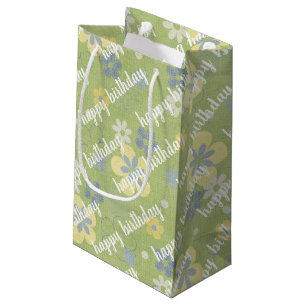 yellow and blue daisy birthday small gift bag