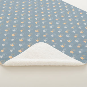 Yellow and Blue Falling Stars Baby Boy   Sherpa Blanket