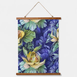 Yellow and Blue Floral Hanging Tapestry