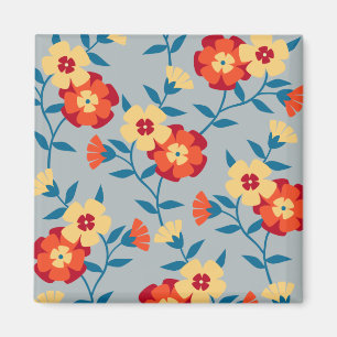 Yellow and Blue Floral Modern Magnet