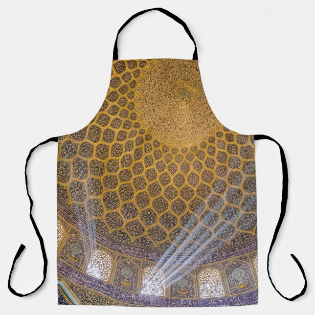 Yellow and blue floral textile apron (Front)