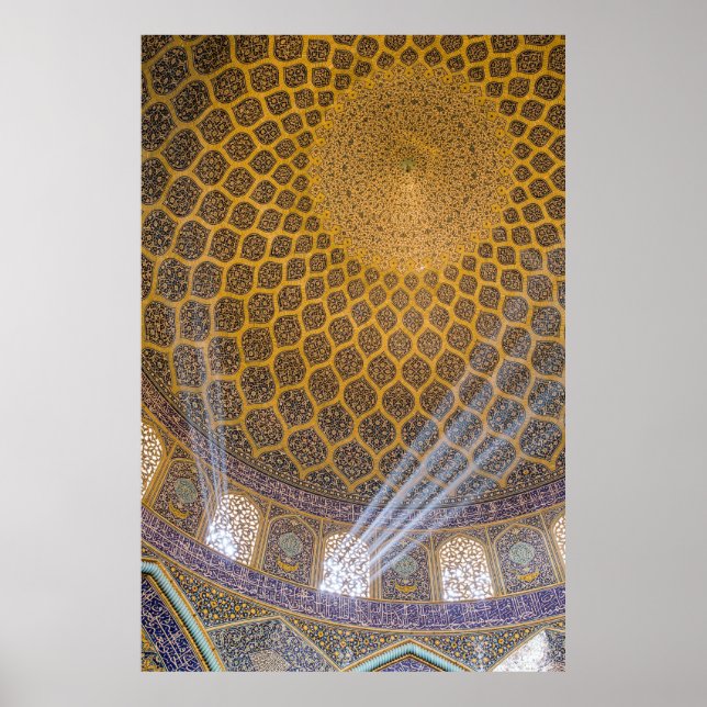 Yellow and blue floral textile poster (Front)