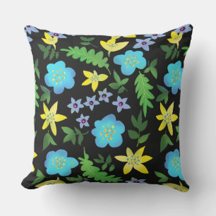 Yellow and blue flowers cushion